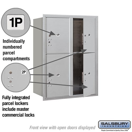11-Door High Recessed Mounted Parcel Locker with Private Access - Front Loading