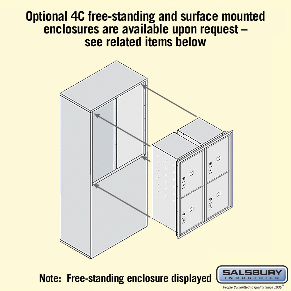 11-Door High Recessed Parcel Locker with 4 Parcel Lockers - Front Loading