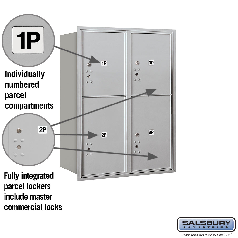 Salsbury Recessed Mounted 4C Horizontal Mailbox with Master Commercial Locks – Double Column Parcel Locker
