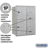 Salsbury Recessed Mounted 4C Horizontal Mailbox with Master Commercial Locks – Double Column Parcel Locker