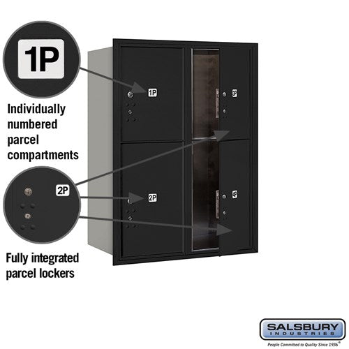 11-Door High Recessed Mounted Parcel Locker with 2 Parcel Lockers - Black, Rear Loading