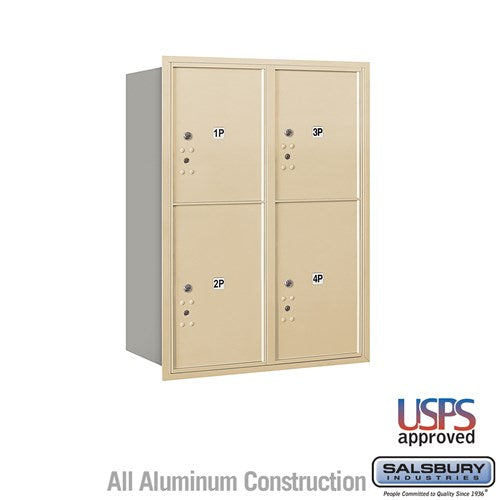 11 Door High Recessed Mounted 4C Horizontal Parcel Locker with 4 Parcel Lockers - Rear Loading
