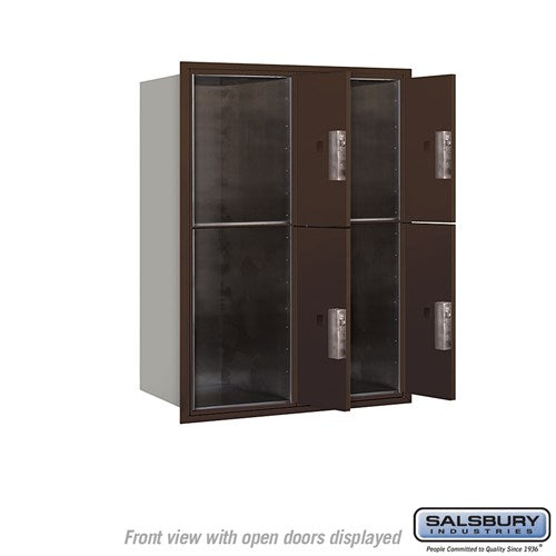 11 Door High Recessed Mounted 4C Horizontal Parcel Locker with 2 Parcel Lockers in Bronze - Front Loading