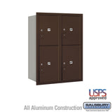 11-Door High Recessed Mounted Parcel Locker with 4 Parcel Lockers - Bronze - Rear Loading