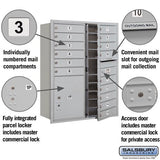 11 Door High Recessed Mounted 4C Horizontal Mailbox with 15 Compartments and Parcel Locker - Private Access