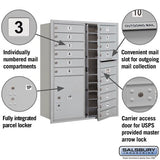 11-Door High Recessed Parcel Locker with 4 Parcel Lockers - Rear Loading