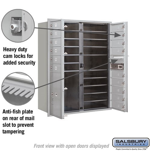 11-Door High Recessed Parcel Locker with 4 Parcel Lockers - Rear Loading