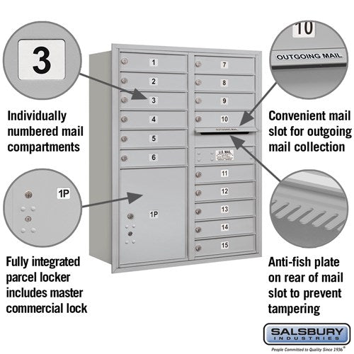 11 Door High Recessed Mounted 4C Horizontal Mailbox with Parcel Locker - Rear Loading