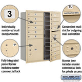 Salsbury Industries 11-Door High Recessed Mounted Mailbox with Parcel Locker, Sandstone