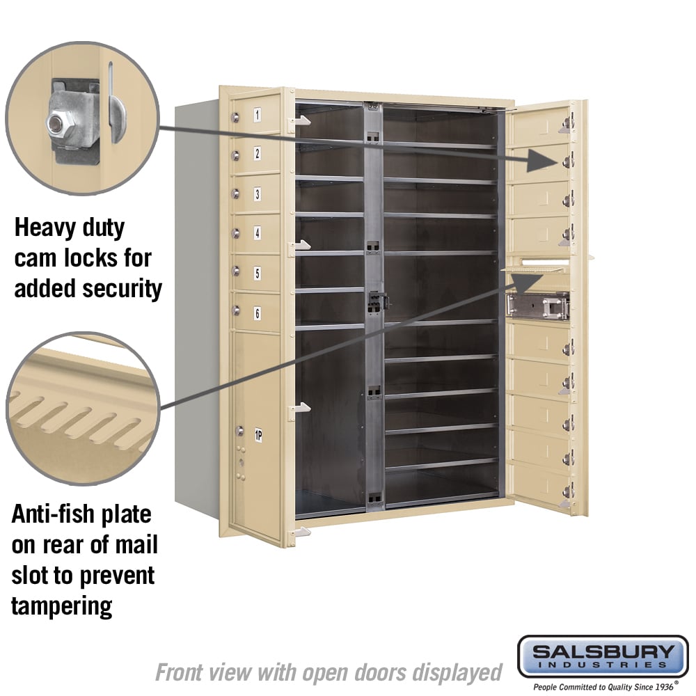 Salsbury Industries 11-Door High Recessed Mounted Mailbox with Parcel Locker, Sandstone