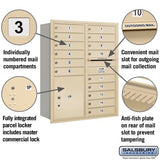 11 Door High Recessed Mounted Mailbox with Parcel Locker in Sandstone