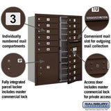 11 Door High Recessed Mounted 4C Horizontal Mailbox with Parcel Locker in Bronze