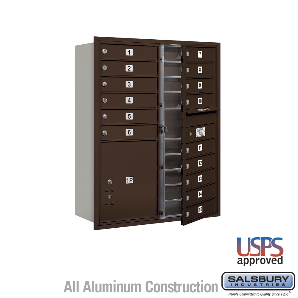 11 Door High Recessed Mounted 4C Horizontal Mailbox with Parcel Locker in Bronze