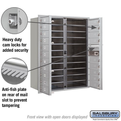 20-Door Recessed Mounted 4C Horizontal Mailbox with USPS Access - Aluminum