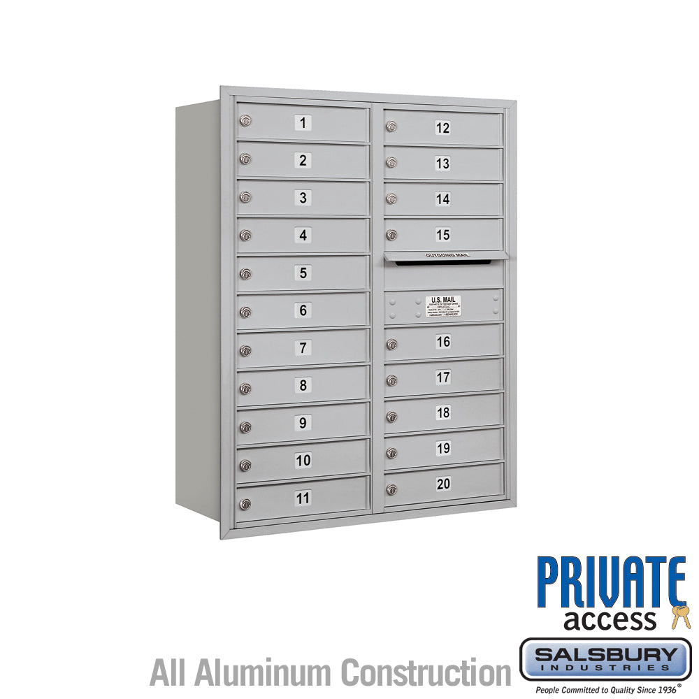 11 Door High Recessed Mounted 4C Horizontal Mailbox with 20 Doors - Rear Loading