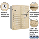 11 Door High Recessed Mounted 4C Horizontal Mailbox with 20 Doors in Sandstone - Rear Loading