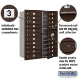 11 Door High Recessed Mounted 4C Horizontal Mailbox with 20 Doors in Bronze - USPS Approved