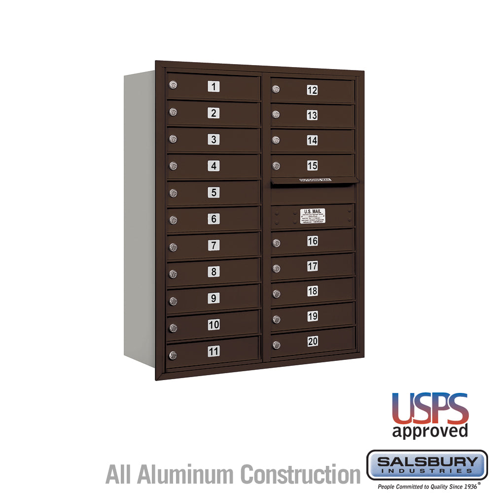 11-Door High Recessed Mounted 4C Horizontal Mailbox with Parcel Locker - Bronze, Rear Loading
