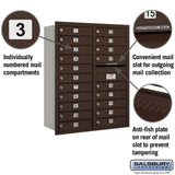 11-Door High Recessed Mounted 4C Horizontal Mailbox with Parcel Locker - Bronze, Rear Loading