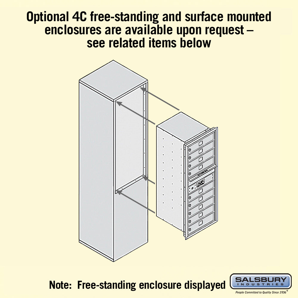 Recessed Mounted 4C Horizontal Mailbox - 11 Door High Unit - 9 MB1 Doors - Custom Color - Front Loading - Private Access