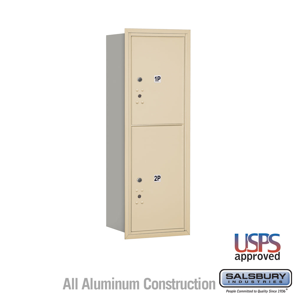 11 Door High Recessed Mounted 4C Horizontal Mailbox with Parcel Locker - Sandstone - Rear Loading