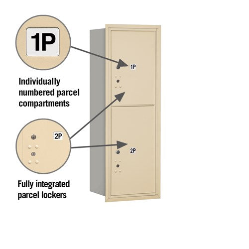 11 Door High Recessed Mounted 4C Horizontal Mailbox with Parcel Locker - Sandstone - Rear Loading