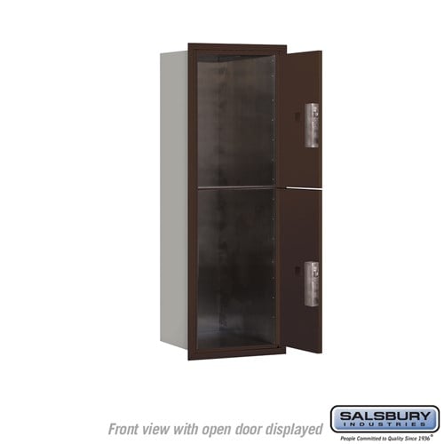 11 Door High Recessed Mounted 4C Horizontal Parcel Locker with 2 Parcel Lockers in Bronze - Front Loading