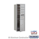Salsbury Industries 41 in. H x 16-3/4 in. W Aluminum Front-Loading 4C Horizontal Mailbox, 4 MB1 Doors with 1 PL5 Parcel Locker