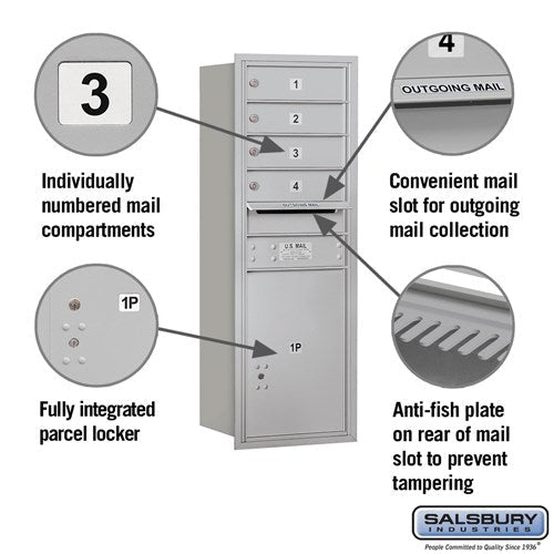 11 Door High Recessed Mounted 4C Horizontal Mailbox with Parcel Locker - Rear Loading