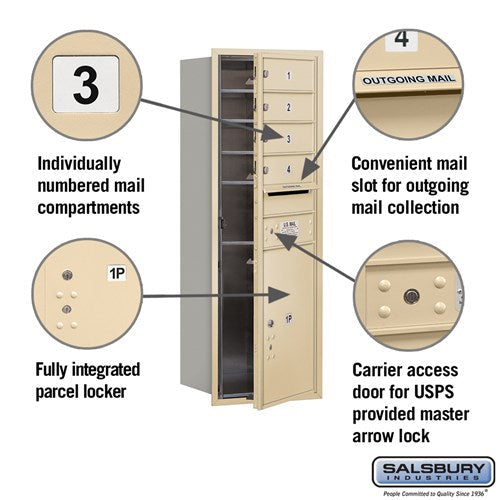 11-Door Recessed Mounted Mailbox with Parcel Locker in Sandstone