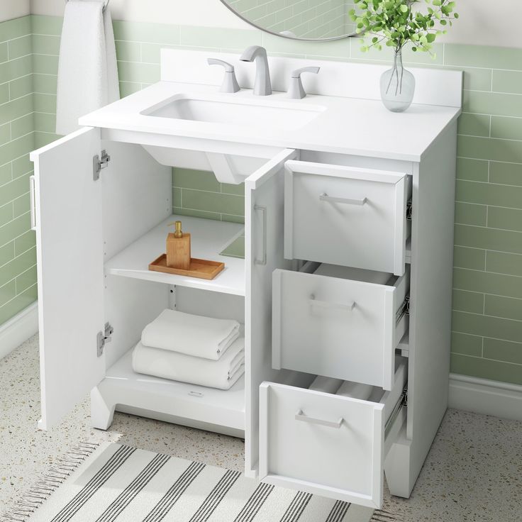 Style Selections Madix 36-in White Undermount Single Sink Bathroom Vanity with White Engineered Stone Top