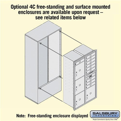 Maximum Height Recessed Mounted 4C Horizontal Mailbox with 10 Doors and 4 Parcel Lockers - Front Loading