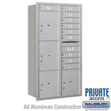 Maximum Height Recessed Mounted 4C Horizontal Mailbox with 10 Doors and 4 Parcel Lockers - Rear Loading