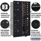 Maximum Height Recessed Mounted 4C Horizontal Mailbox with 10 Doors and 4 Parcel Lockers in Black with Private Access - Front Loading