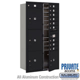 Maximum Height Recessed Mounted 4C Horizontal Mailbox with 10 Doors and 4 Parcel Lockers in Black with Private Access - Front Loading