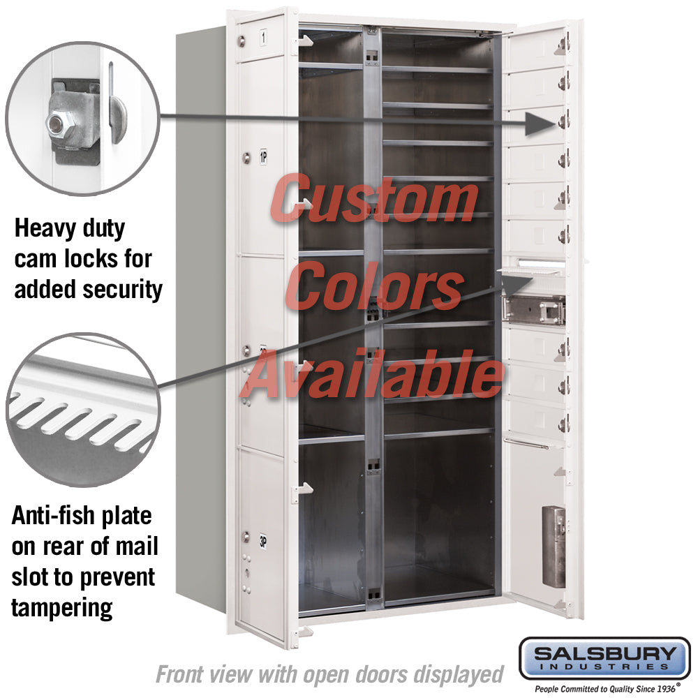 Recessed Mounted 4C Horizontal Mailbox with Parcel Lockers and USPS Access
