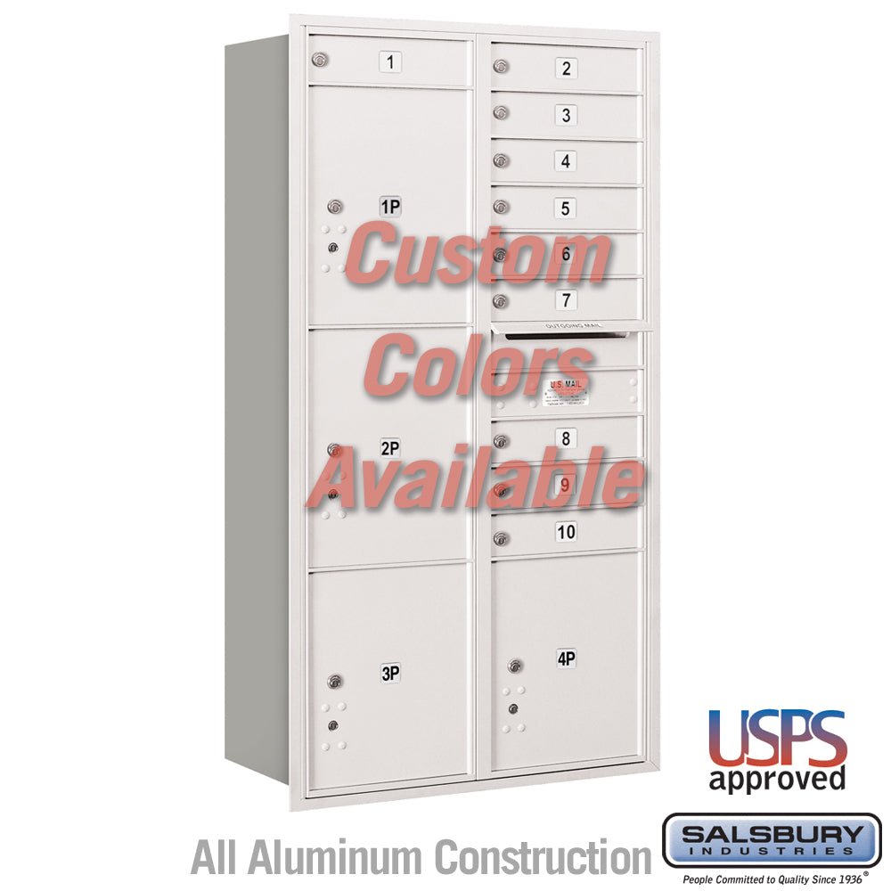 Recessed Mounted 4C Horizontal Mailbox - Maximum Height Unit - Double Column - Rear Loading - USPS Access