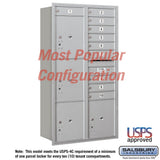 Recessed Mounted 4C Horizontal Mailbox - Maximum Height Unit - Double Column - Rear Loading - USPS Access