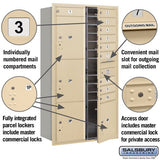 Maximum Height Recessed Mounted Mailbox with 10 Doors and 4 Parcel Lockers - Sandstone