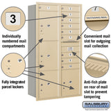 Maximum Height Recessed Mounted 4C Horizontal Mailbox with 10 Doors and 4 Parcel Lockers in Sandstone