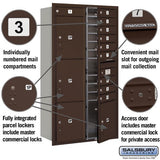 Maximum Height Recessed Mounted 4C Horizontal Mailbox with 10 Doors and 4 Parcel Lockers - Bronze - Private Access