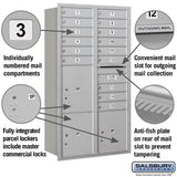 Maximum Height Recessed Mounted 4C Horizontal Mailbox with 15 Doors and 3 Parcel Lockers - Rear Loading