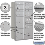 Maximum Height Recessed Mounted 4C Horizontal Mailbox with 15 Doors and 3 Parcel Lockers - Rear Loading