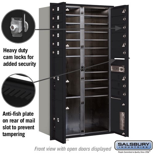 Maximum Height Recessed Mounted 4C Horizontal Mailbox with 29 Doors - Black - Private Access