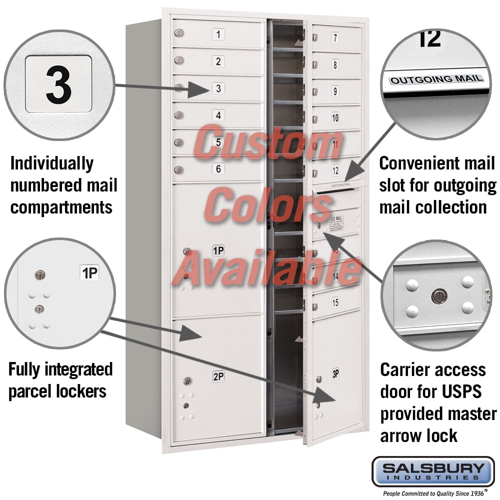 Recessed Mounted 4C Horizontal Mailbox with Parcel Lockers