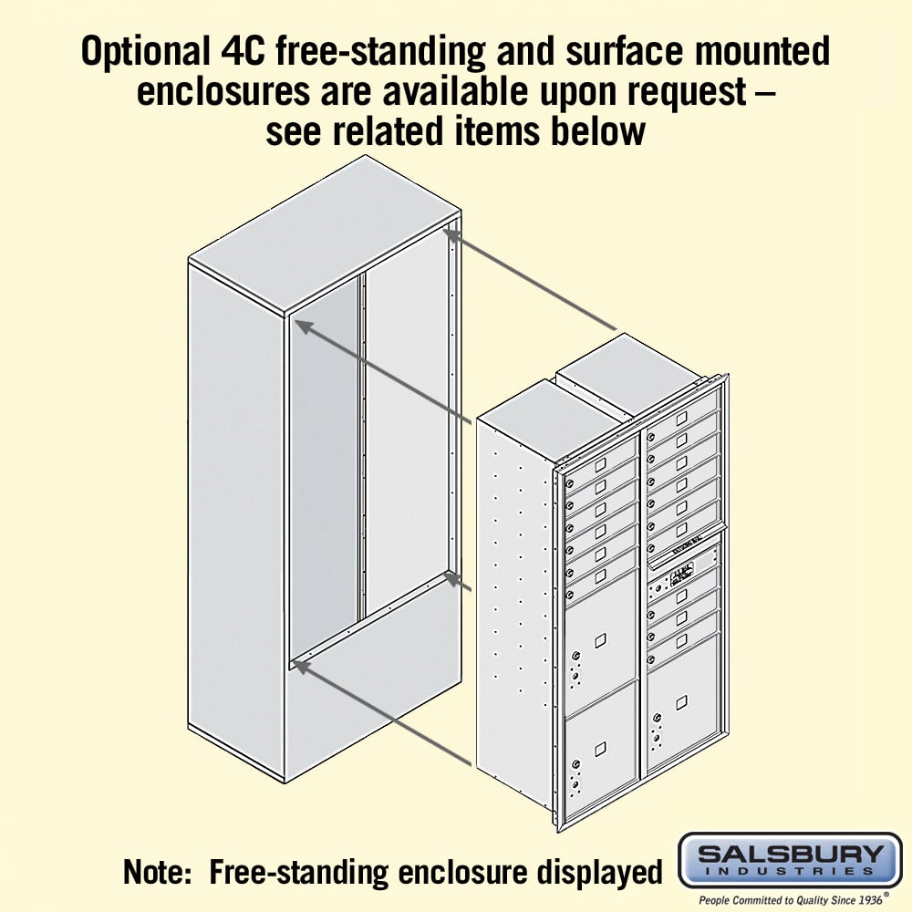 Recessed Mounted 4C Horizontal Mailbox with Parcel Lockers
