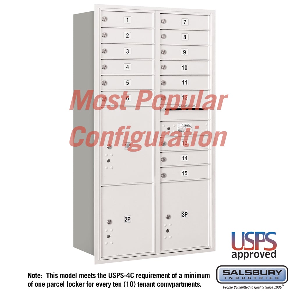 Recessed Mounted 4C Horizontal Mailbox with Parcel Lockers