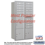 Recessed Mounted 4C Horizontal Mailbox - Maximum Height Unit - Double Column - Rear Loading - USPS Access