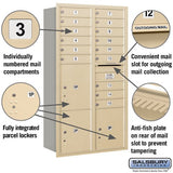 Maximum Height Recessed Mounted Mailbox with 15 Doors and 3 Parcel Lockers in Sandstone