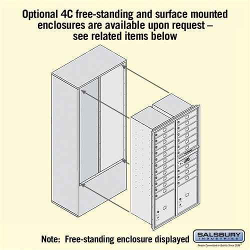 Maximum Height Recessed Mounted 4C Horizontal Mailbox with 20 Doors and 2 Parcel Lockers - Black - Rear Loading